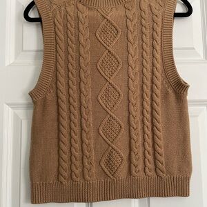 J. Crew Factory Tan Cable Knit Sleeveless Sweater